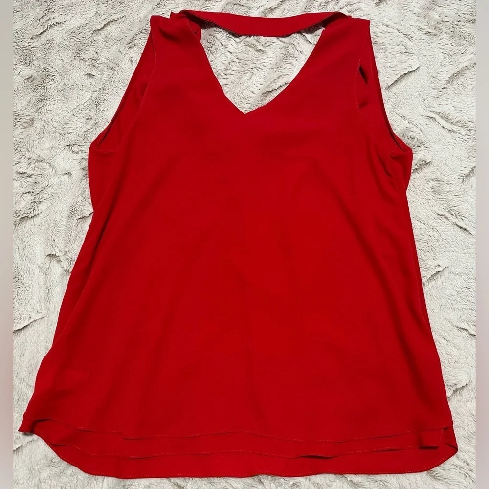 Karen Kane Vibrant Red Women's Draped Cowl Neck Top Blouse - Picture 6 of 8